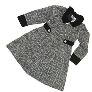 Blueberi Boulevard fancy tweed coat with velvet accents, sz 6